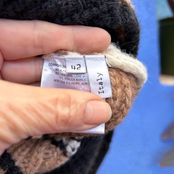 Balenciaga Paris Chunky Knit Lambswool Blend Striped Peplum Cardigan Sweater - Picture 5 of 8